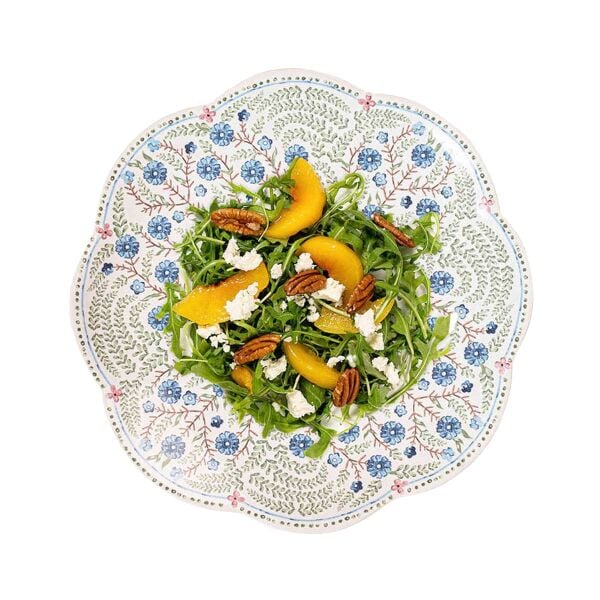 Villa Seville Dilimli Kenar Tatlı ve Salata Tabağı Şambre Mavi