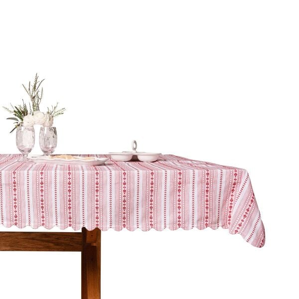 Villa Stripe Kare Masa Örtüsü Kırmızı