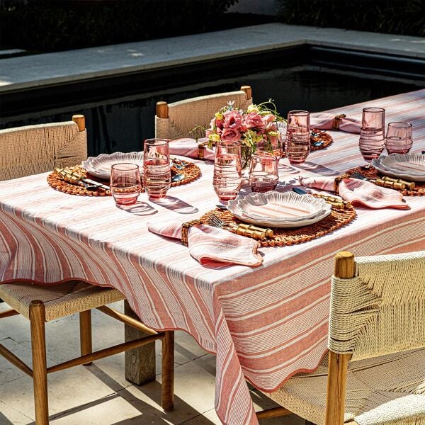 Cabana Stripe Masa Örtüsü Mercan