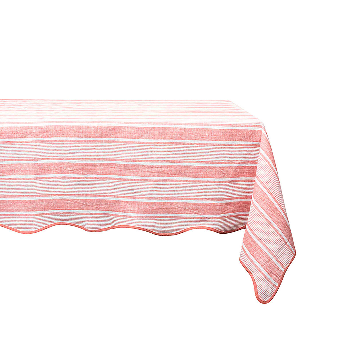 Cabana Stripe 60'' x 120'' Tablecloth - Coral