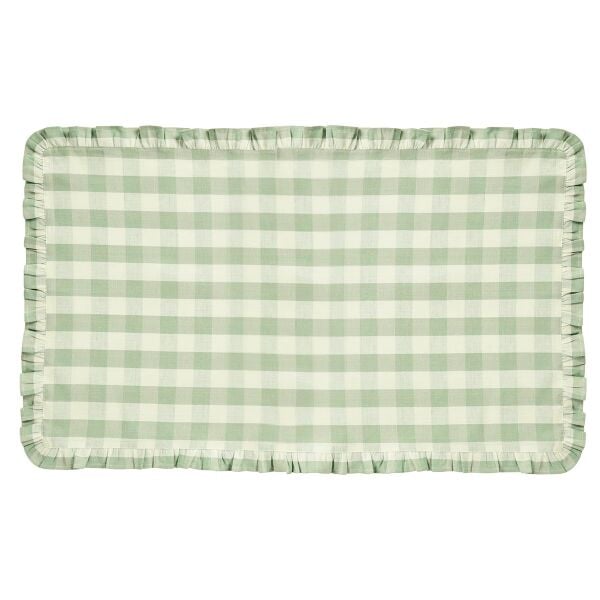 Gingham Ruffle Masa Örtüsü Yosun Yeşili