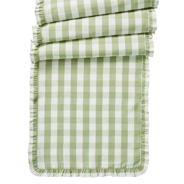Gingham Ruffle Runner Yosun Yeşili