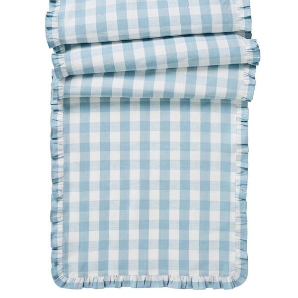 Gingham Ruffle Runner Okyanus Mavisi