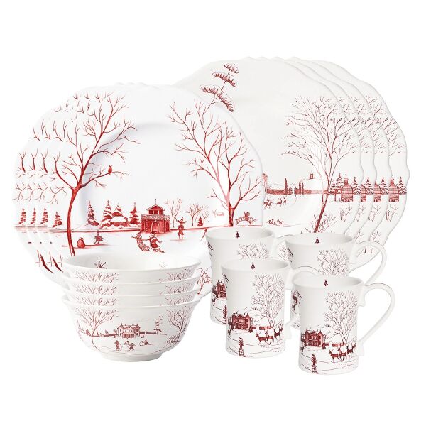 Country Estate Winter Frolic 16 Parça Yemek Takımı Yakut Kırmızısı