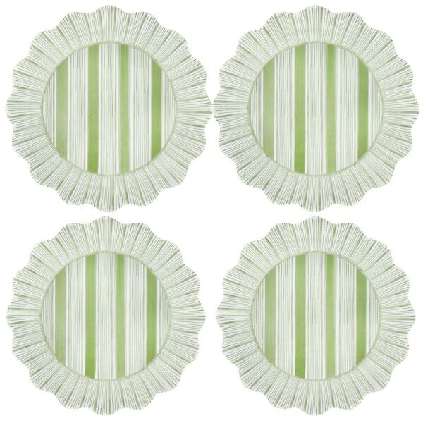 Cabana Stripe Melamin Yemek Tabağı 4lü Set Yosun Yeşili