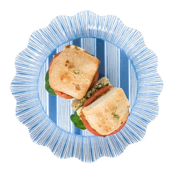 Cabana Stripe Melamin Yemek Tabağı 4lü Set Okyanus Mavisi