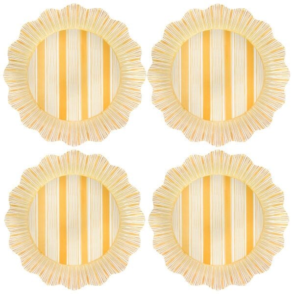 Cabana Stripe Melamin Yemek Tabağı 4lü Set Güneş Sarısı
