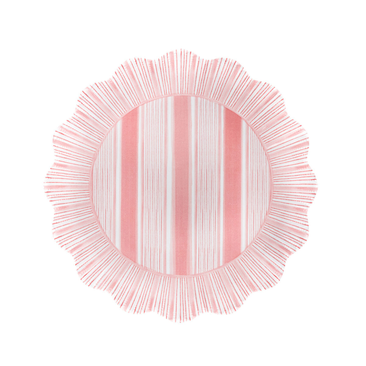 Cabana Stripe Melamine Dessert/Salad Plate Set/4 - Coral