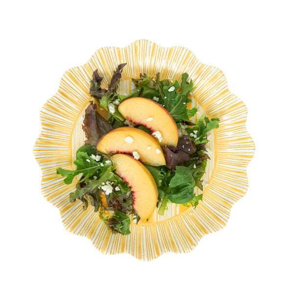 Cabana Stripe Melamin Tatlı ve Salata Tabağı 4lü Set Güneş Sarısı