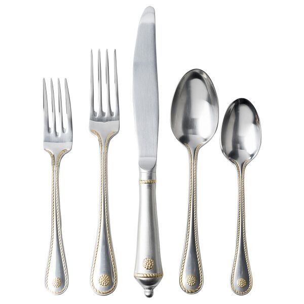 Berry & Thread 5 Parça Yemek Takımı Parlak Saten Gold Detaylı