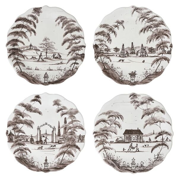 Country Estate Party Plate Assorted Set/4 - Flint Grey