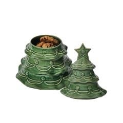 Berry & Thread Christmas Tree Cookie Jar With Lid - Basil