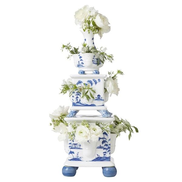 Country Estate Tulipiere Kule Vazo 3 Parça Set Delft Mavisi