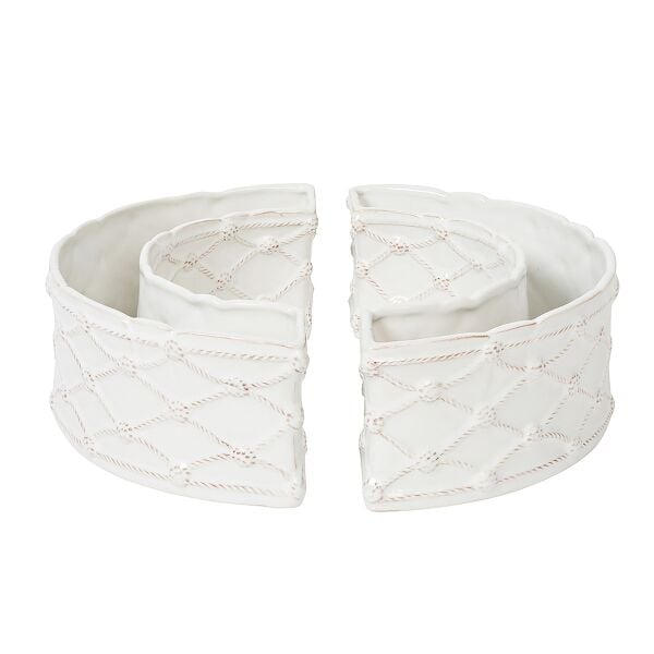 Berry & Thread Küçük Parterre Garden Yarım Daire Vazo 2li Set Beyaz Eskitme