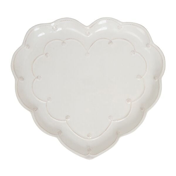 Berry & Thread Heart Servis Tabağı Beyaz Eskitme