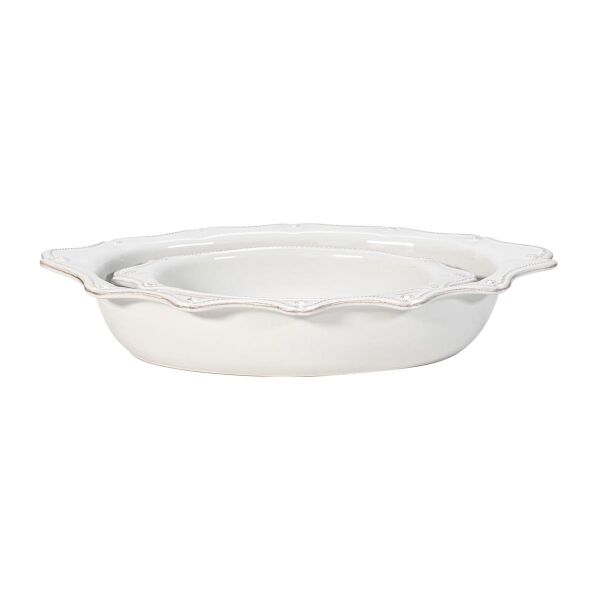 Berry & Thread Oval Fırın Kabı 2 Parça Set Beyaz Eskitme