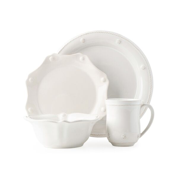 Berry & Thread 4pc Place Setting with Mug and Cereal - Whitewash (JDR/W, JDSS/W, JA07/W, JA06/W)