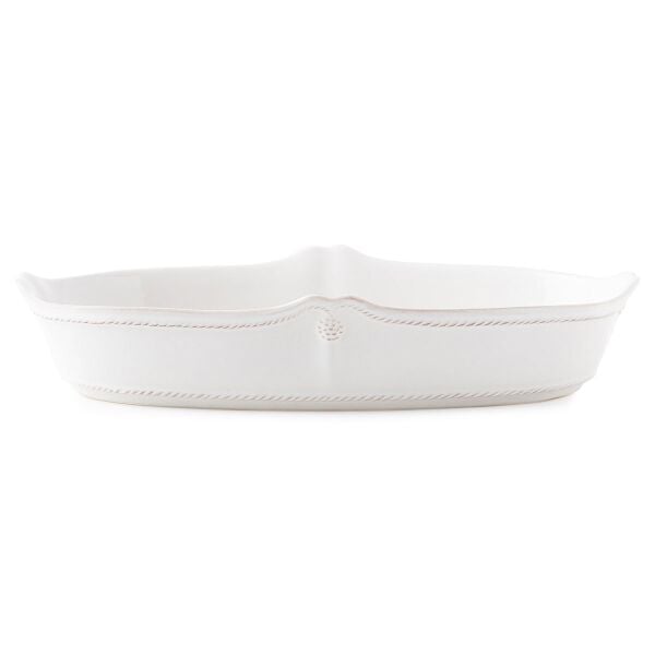 Berry & Thread Uzun Oval Servis Tabağı Beyaz Eskitme