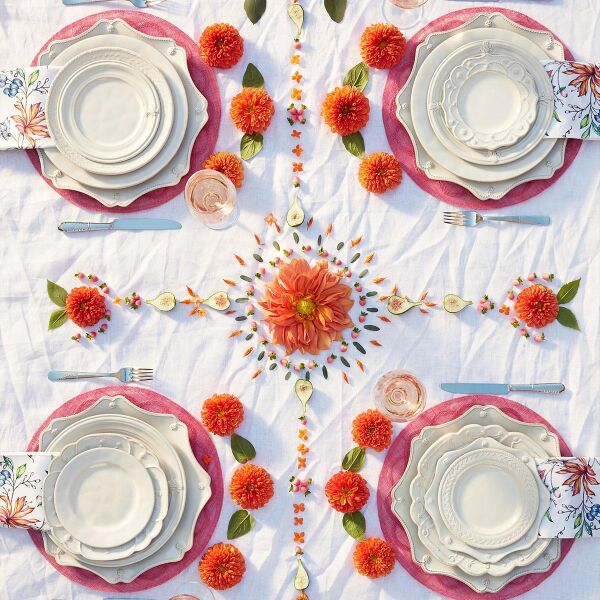 Berry & Thread Dilimli Kenar Supla ve Servis Tabağı Beyaz Eskitme