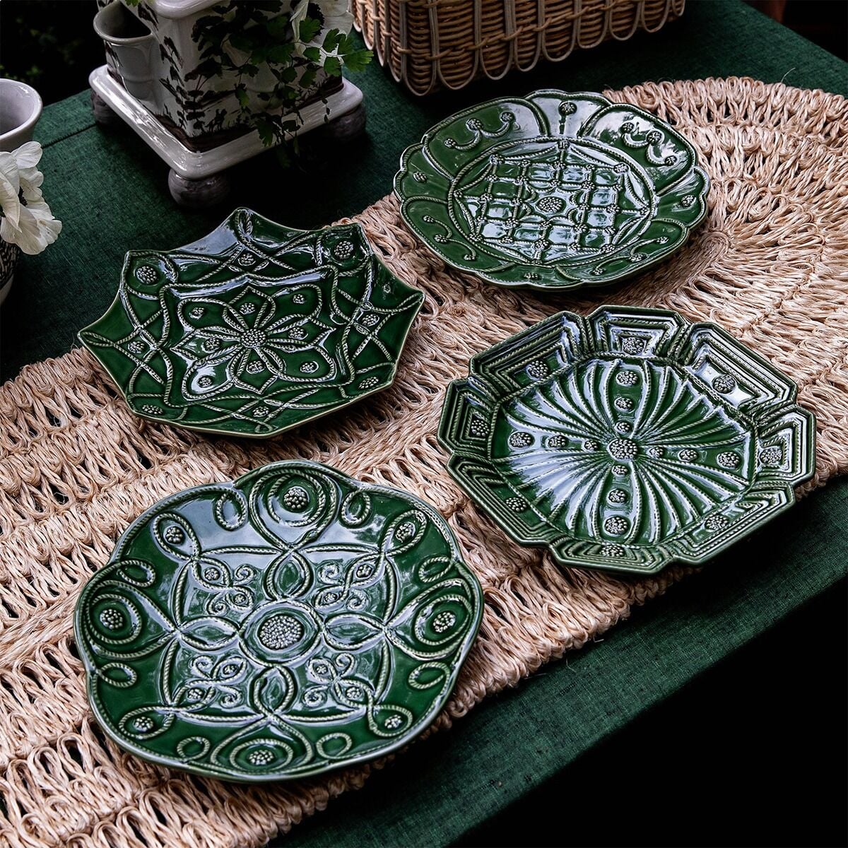 Jardins Du Monde Dessert/Salad Plate Assorted Set/4 - Basil