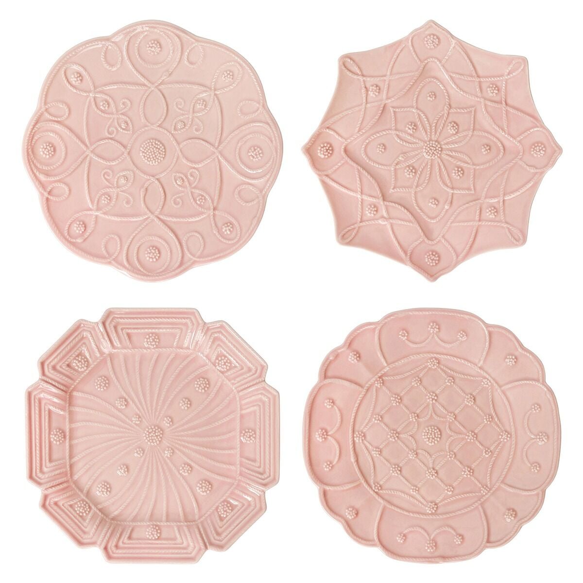 Jardins Du Monde Tatlı ve Salata Tabağı Karışık 4lü Set Pudra Pembe