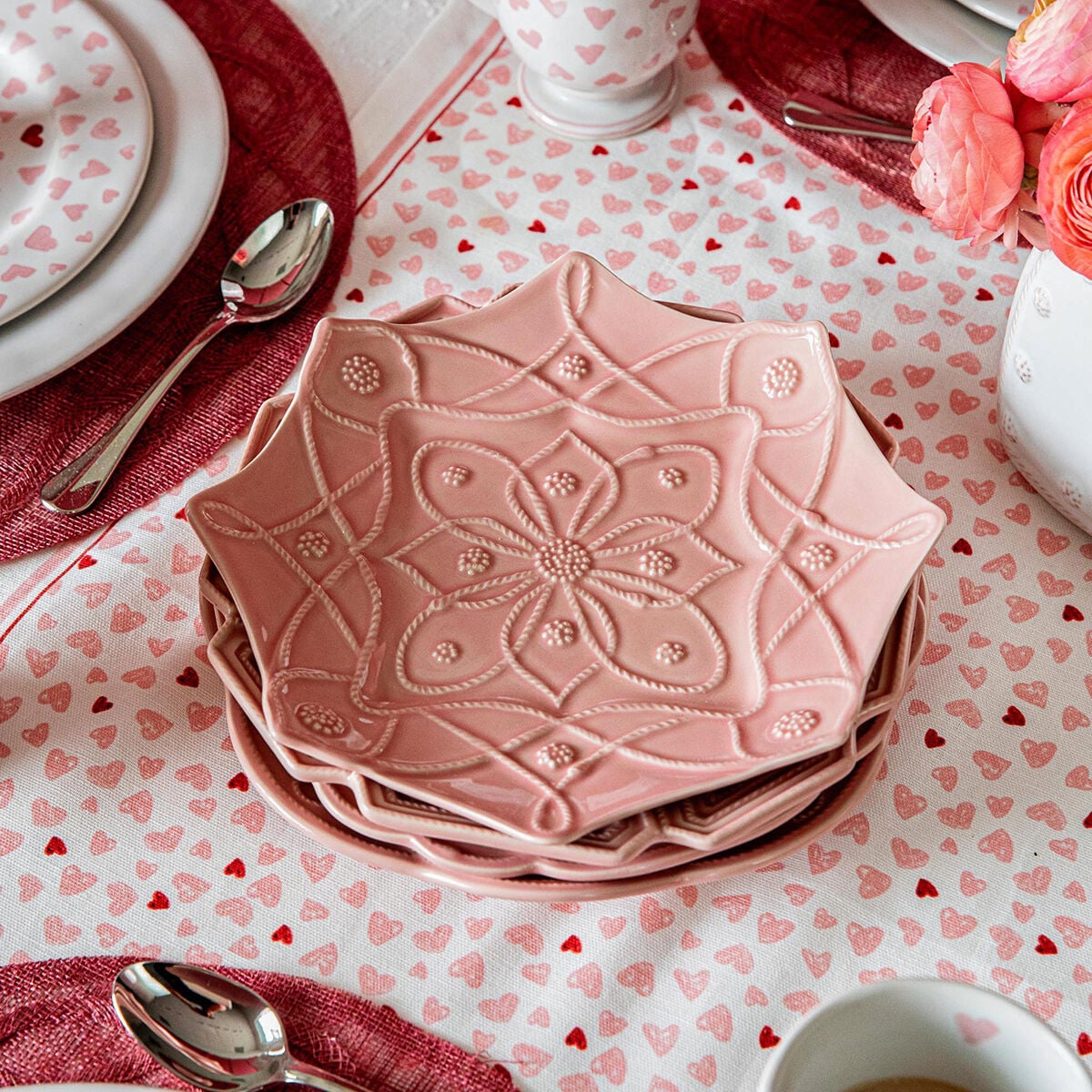 Jardins Du Monde Tatlı ve Salata Tabağı Karışık 4lü Set Pudra Pembe
