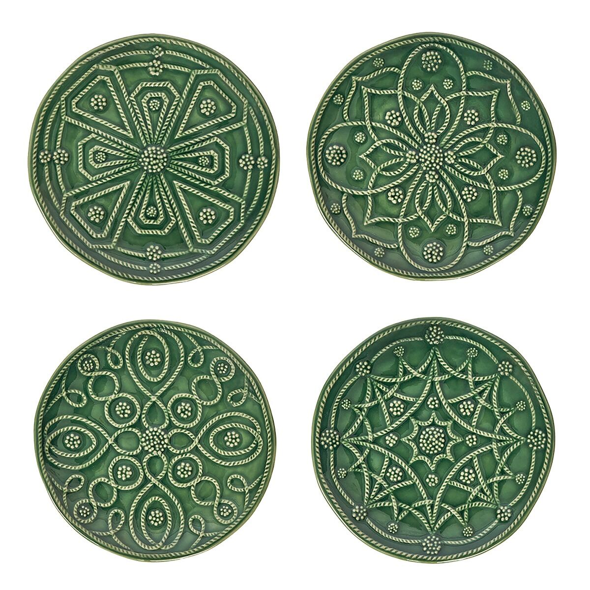 Jardins Du Monde Side/Cocktail Plate Assorted Set/4 - Basil