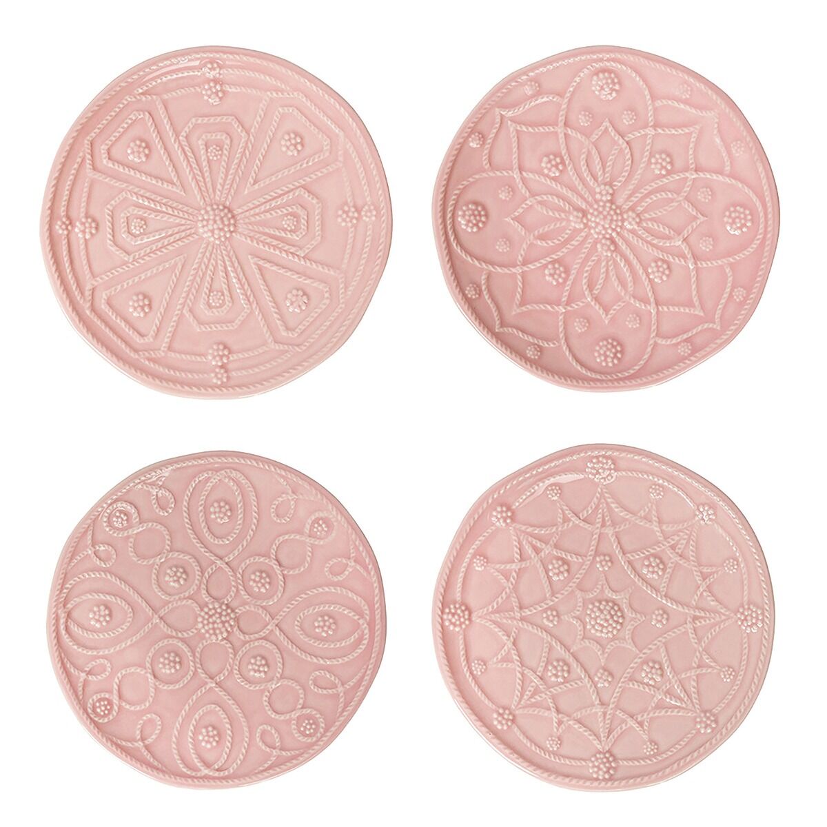 Jardins Du Monde Side/Cocktail Plate Assorted Set/4 - Blush