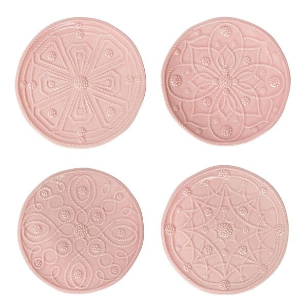Jardins Du Monde Side/Cocktail Plate Assorted Set/4 - Blush