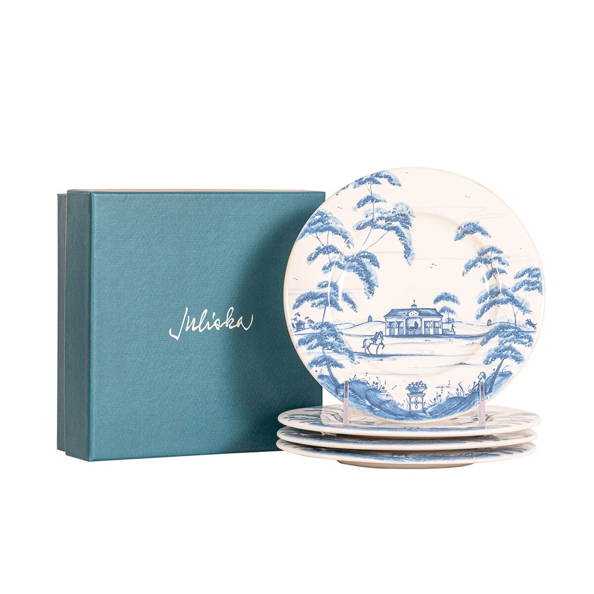 Country Estate Party Plate Assorted Set/4 - Delft Blue