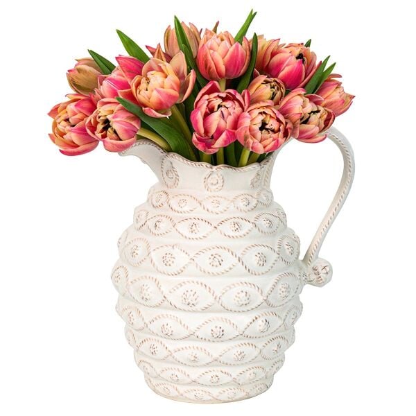 Jardins du Monde Ceramic Pitcher - Whitewash