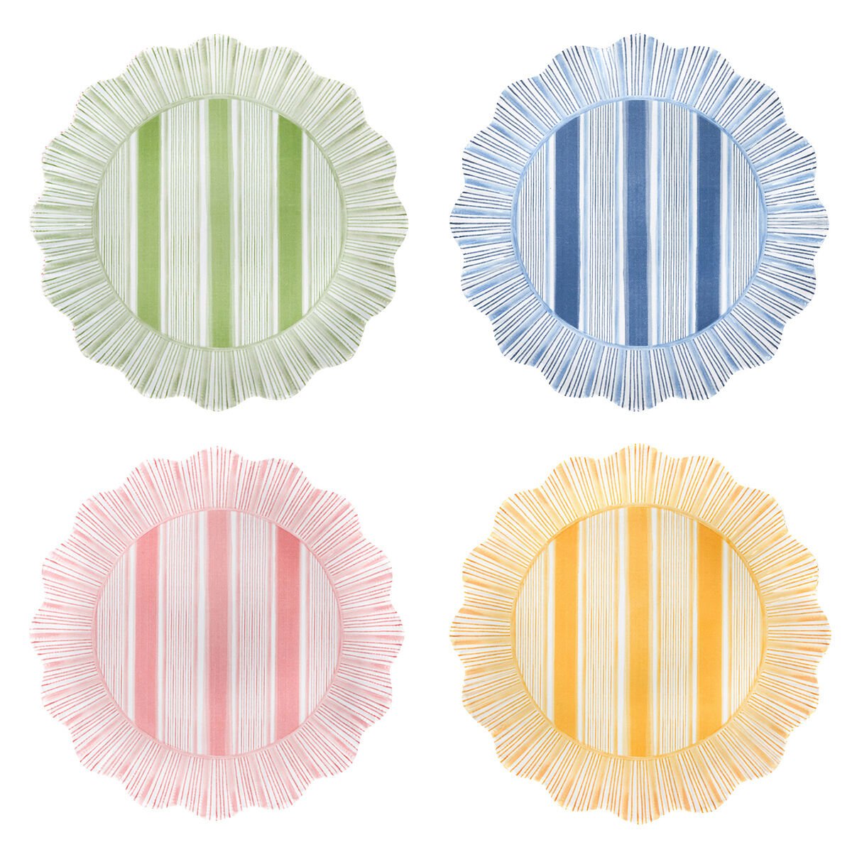 Cabana Stripe Melamine Dessert/Salad Plate Assorted Set/4 - Multi