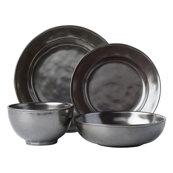 Pewter Stoneware 4pc Place Setting (KP01/91, KP02X/91, KP07/91, KP64/91)