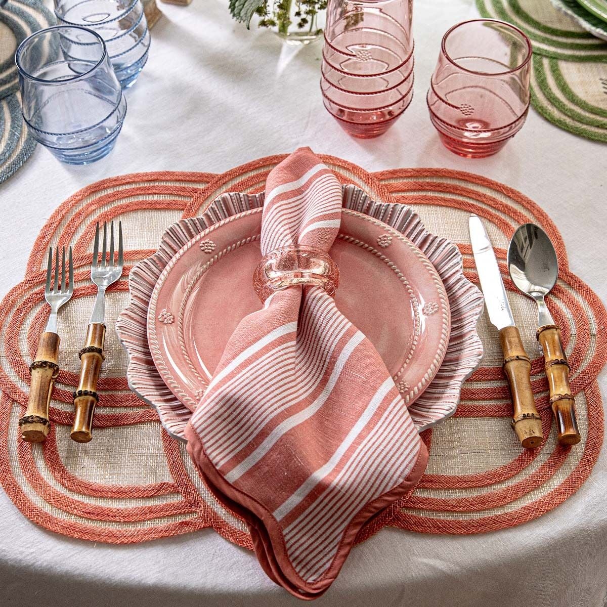 Cabana Stripe Napkin Set/4 - Coral