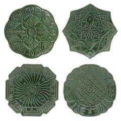 Jardins Du Monde Dessert/Salad Plate Assorted Set/4 - Basil
