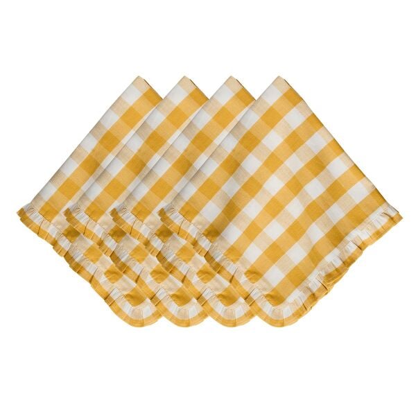 Gingham Ruffle Peçete 4lü Set Güneş Sarısı