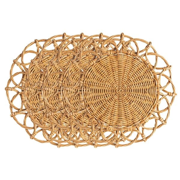 Provence Rattan Amerikan Servis 4lü Set Doğal