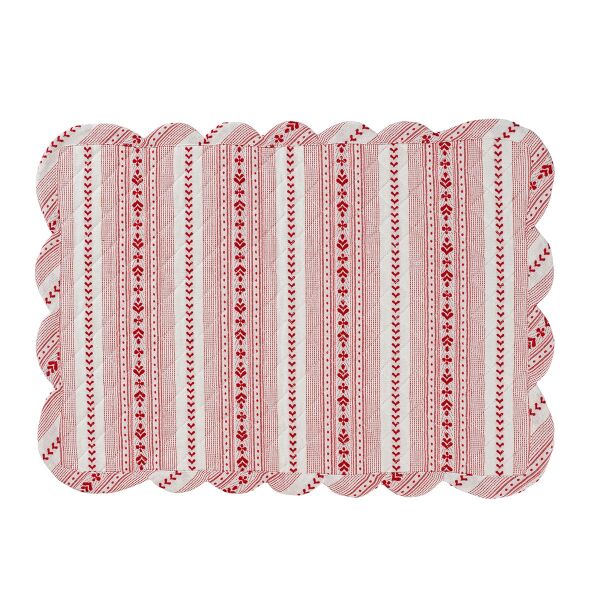 Villa Stripe Kapitone Amerikan Servis 4lü Set Kırmızı