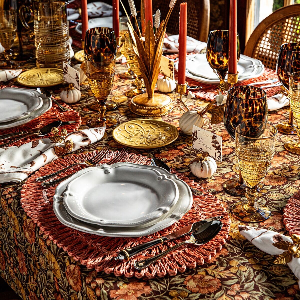 Straw Loop Oval Placemat - Coral