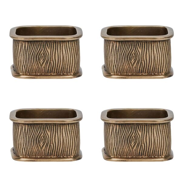 Blenheim Oak Napkin Ring Set/4 - Brass