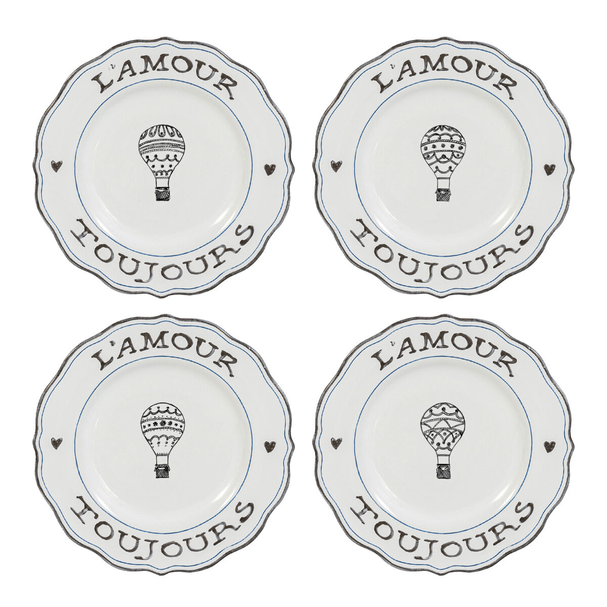L'Amour Toujours Dessert/Salad Plate Assorted Set/4