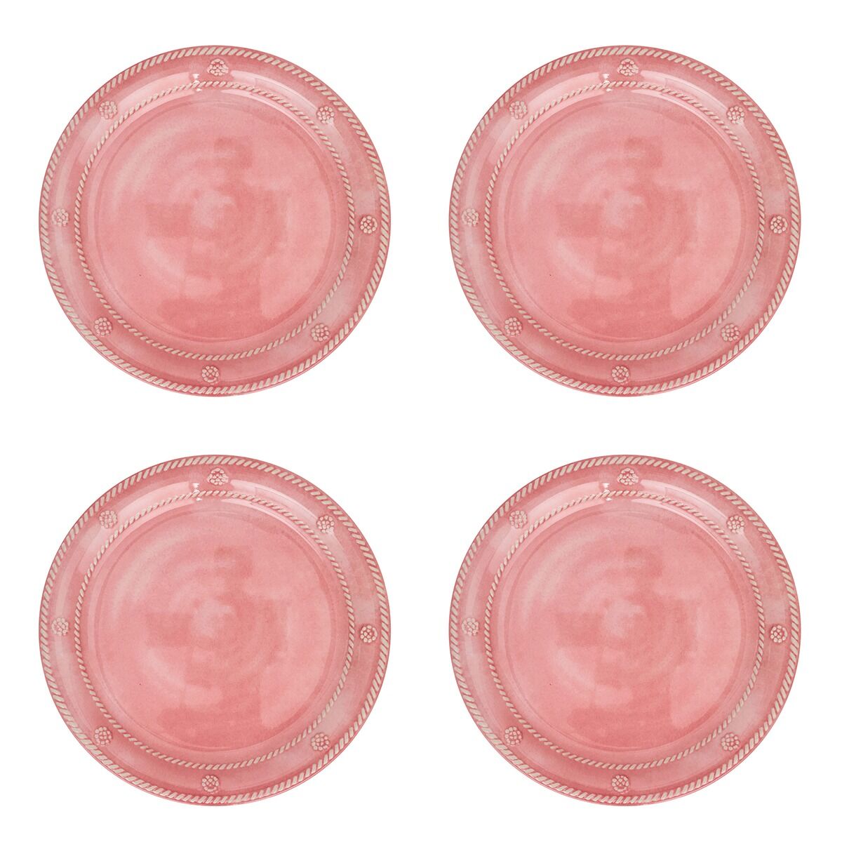 Berry & Thread Melamine Dessert/Salad Plate Set/4 - Coral