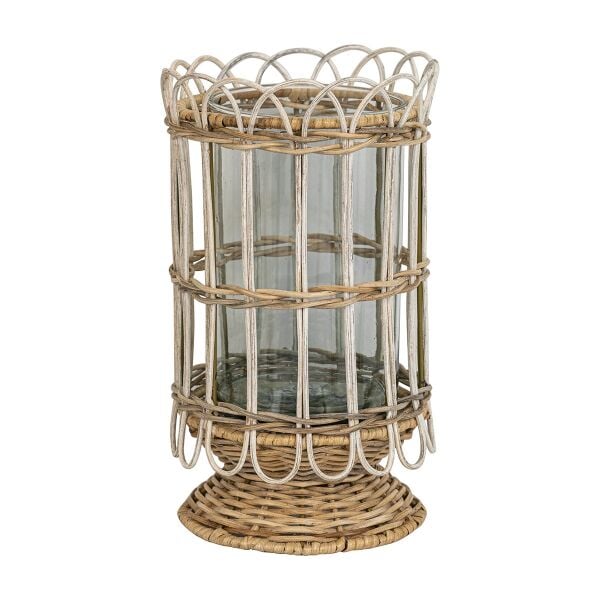 Provence Rattan Fener Mumluk Beyaz Eskitme