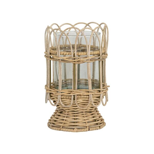 Provence Rattan Fener Mumluk Beyaz Eskitme