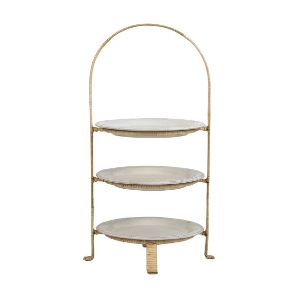 Provence Rattan Üç Katlı Servis Standı Beyaz Eskitme