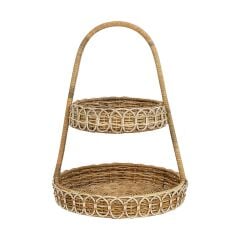 Provence Rattan Two Tiered Server - Whitewash