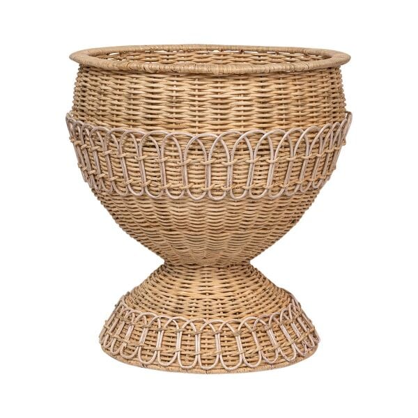 Provence Rattan Orta Boy Urne Beyaz Eskitme