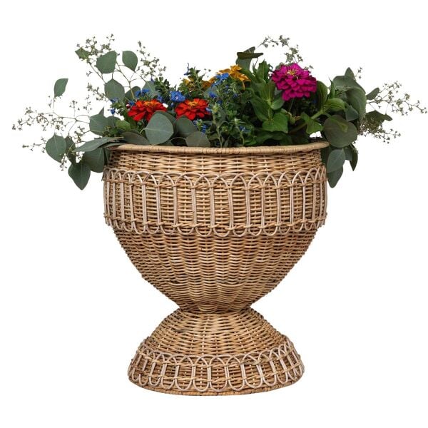 Provence Rattan Orta Boy Urne Beyaz Eskitme