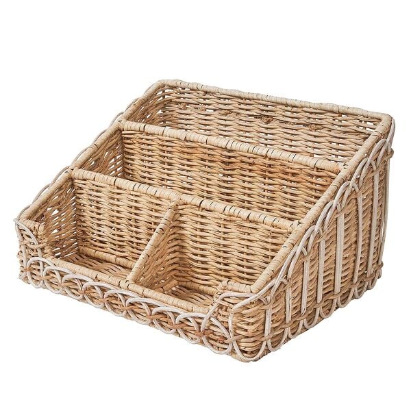Provence Rattan Masaüstü Düzenleyici Beyaz Eskitme