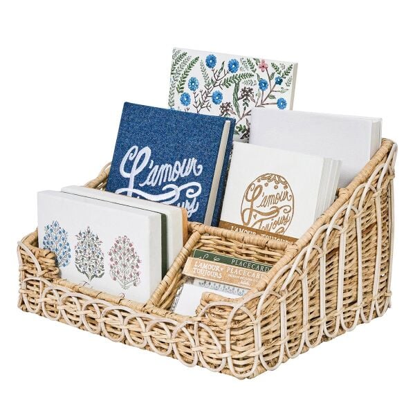 Provence Rattan Masaüstü Düzenleyici Beyaz Eskitme